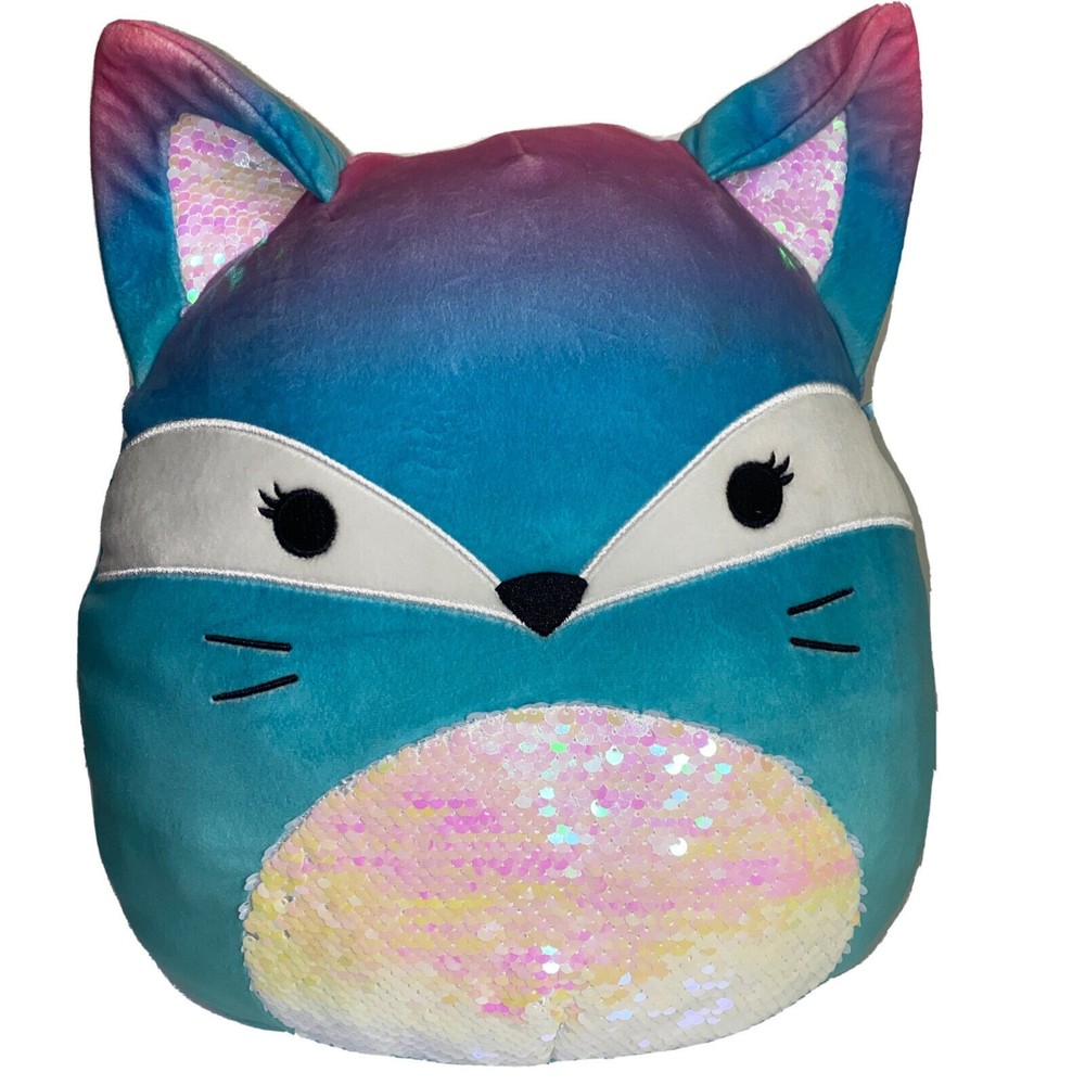 Squishmallows 12” Vickie The Fox Sequin Plush Pink & Blue Soft Stuffed Animal